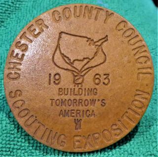 1963 Chester County Council Scouting Exposition Neal Slide Neckerchief Woggle