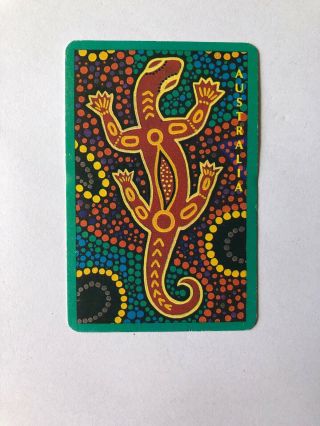 Vintage Aboriginal Art Goanna Swap Playing Card Australiana Colour Painting