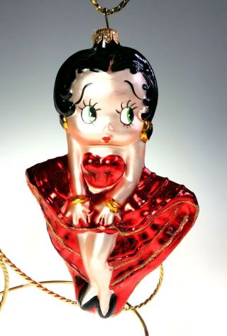 Betty Boop Hand Blown Holiday Christmas Ornament Glass Komozja Kurt Adler Nwt