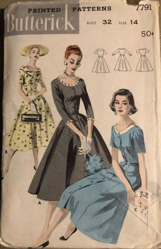 Vintage 60’s Buttoned Front Dress Pattern Sz 14