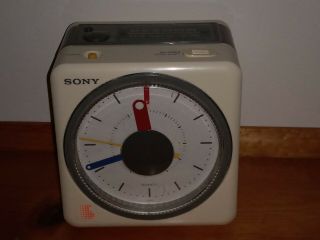Vintage 1980s Sony Icf - A10w White Am/fm Alarm Clock With Melody Radio Japan