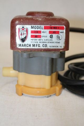 Vintage March Mfg.  Co.  Pump Model 1u - Md - 1 115 Volt 60 Cycle.  45 Amp 1969