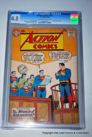 Action 263 Superman Cgc 4.  5 Graded Golden Age Comic Book 1960 Key Origin Bizarro