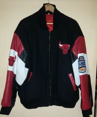 Vintage 1996 Chicago Bulls Leather Wool Jacket Xl