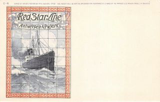 Ship Of The Red Star Line At Sea,  Poster Style Pc,  Cassiers Image C - 6 C 1902