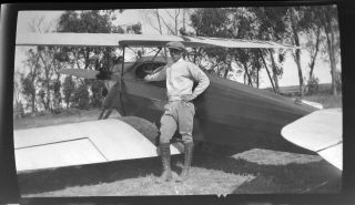 Vtg 1930s Orig Photo Film Negative Airplane Biplane Parked In Field Aircraft 4