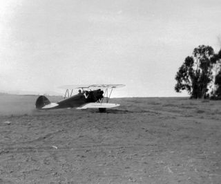 Vtg 1930s Orig Photo Film Negative Airplane Biplane Parked In Field Aircraft 3