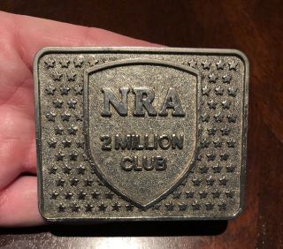 Rare Vintage Nra National Rifle Association America Belt Buckle 2 Million Club