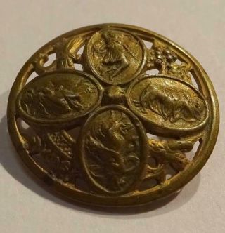 Small Vintage Metal Picture Button,  4 Seasons