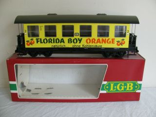 Vintage Lgb Lehmann G Scale Florida Boy Orange Passenger Car 3072 Vg
