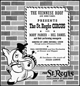 1940 St Regis Circus Viennese Roof York City Vintage Art Print Ad Ads11