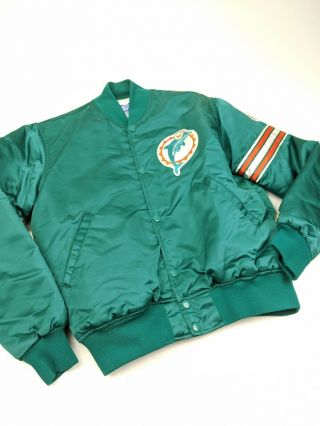 Vintage Starter Miami Dolphins Satin Varsity Bomber Jacket Men 