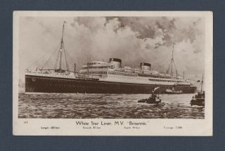 M.  V.  " Britannic " (1930) Postcard Issued Before The 1934 Amalgamation With Cunard