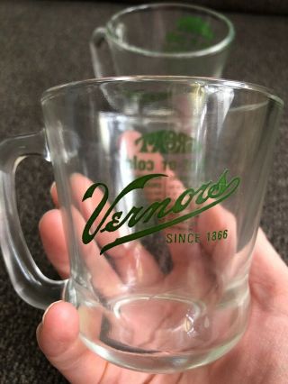 2 1960s Vintage Vernor’s Ginger Ale 100th Anniversary Glass Mugs Hot/cold Recipe