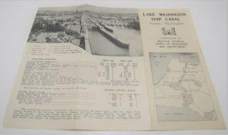 Lake Washington Ship Canal Seattle Washington Vintage Brochure Map