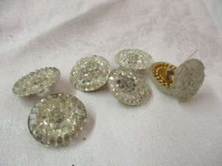 Vintage 7 Buttons Clear Bubble Glass