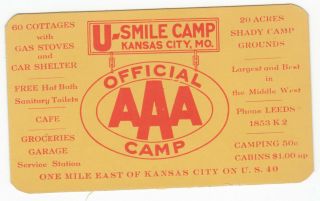 Kansas City Missouri - Old Business Card - U - Smile Camp - Check It Out