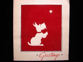 Vintage " Scottie Following The Star " Christmas Greeting Card
