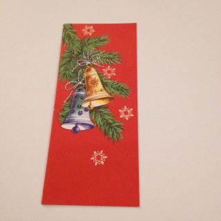 Vintage Greeting Card Christmas Rust Craft Bells Line Snowflakes
