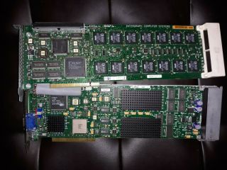 Intergraph / 3dlabs 3400 Msmt495 Video Card With Add - On Board Msmt493 Vintage