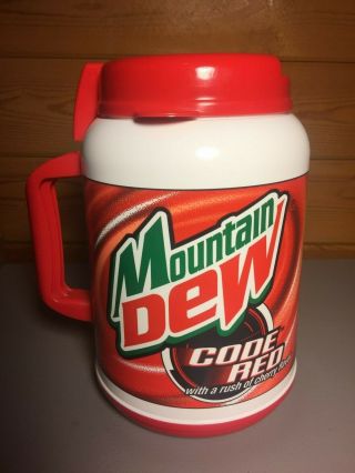 Mountain Dew Code Red 64 Oz.  Plastic Insulated Travel Mug By Whirley Vgc