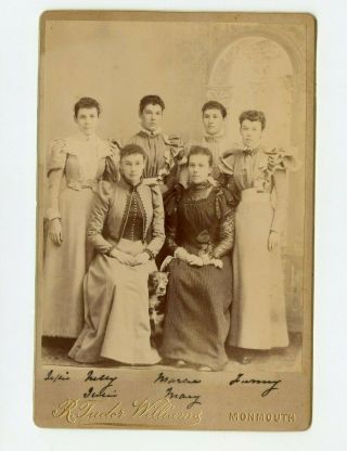 Vintage Cabinet Card 6 Ladies Of The Williams Family Monmouth 1871