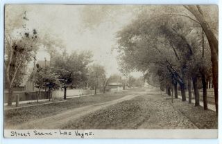 Tree - Lined Street,  East Las Vegas,  Mexico; Photo Postcard Rppc C.  1910