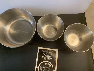 3 Vintage Sunbeam Stainless Steel Mixing Bowls