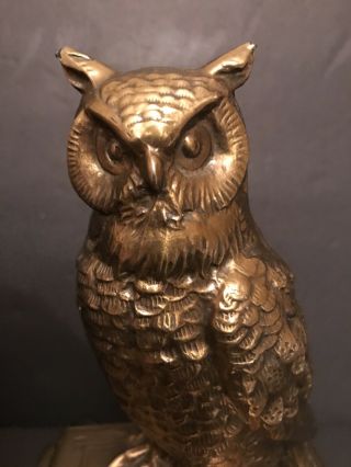 Vintage Brass Owl Bookends by PHILADELPHIA MFG CO. 2
