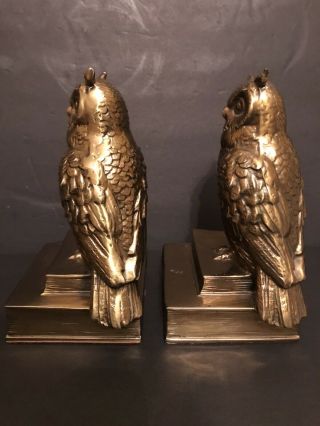 Vintage Brass Owl Bookends by PHILADELPHIA MFG CO. 3