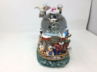 Disney Mickeys 75th Anniversary Steamboat Willie Musical Ceramic Snowglobe