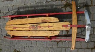 1950s Vintage Flexible Flyer No 55j Childs / Teen Wood Snow Sled Holiday Decor