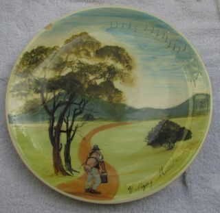 Vintage Martin Boyd Large Cabinet Plate Waltzing Mathilda Australian Pottery