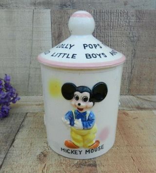 1961 Disney Mickey Mouse Donald Duck Ludwig Lolly Pop Cookie Jar Canister Rare