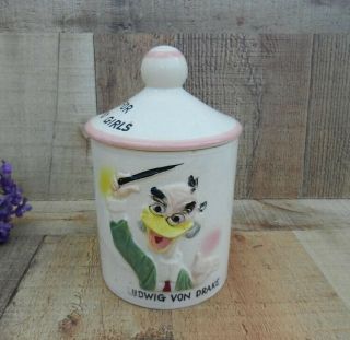 1961 Disney Mickey Mouse Donald Duck Ludwig Lolly Pop Cookie Jar Canister Rare 3