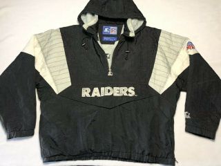 Vintage Los Angeles Oakland Raiders Starter Men’s Size L Anorak Nfl Jacket Parka
