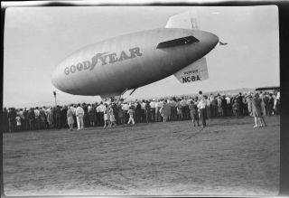 Vtg C.  1930 Photo Film Negative Airship Goodyear Blimp Volunteer Nc - 8 - A Landing