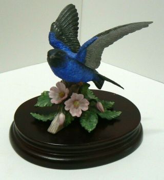Purple Martin Bird Figurine With Wood Base By Lenox From 1994