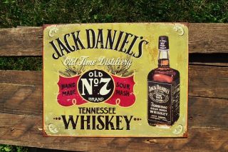 Jack Daniels Old No.  7 Tin Metal Sign - Bottle - Tennessee Whiskey - Hand Made