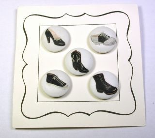 Bb Fabric Covered Button Set Of 5 All Shoe Designs 7/8 " On Card