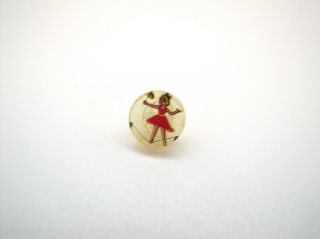 Vintage 40s 50s Lucite Kiddie Picture Circus Tight Rope Wire Walker Girl Button
