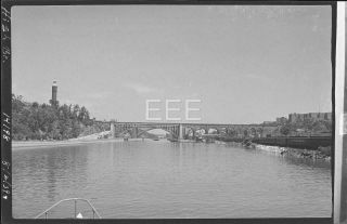 1939 High & George Washington Bridge Bronx Manhattan Nyc Old Photo Negative T382