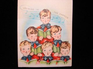Vintage " Joining In The Chorus " Christmas Greeting Card