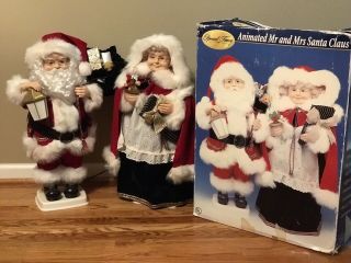 Vintage Animated Lighted Special Times Mr & Mrs Santa Claus 24” Christmas Decor