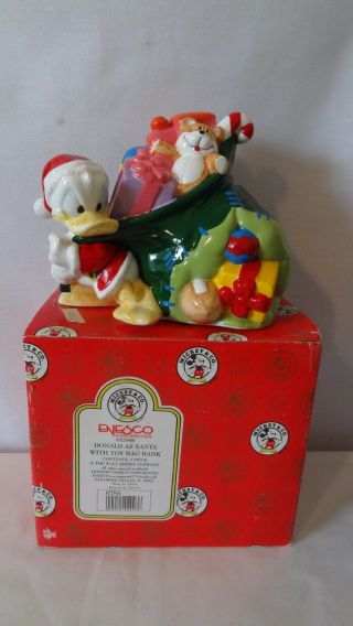 Enesco Walt Disney Donald Duck As Santa With Toy Bag Bank Mib H837