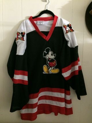 Mens Vintage Mickey Mouse Walt Disney Mens Size Xl Adult Genus Hockey Jersey
