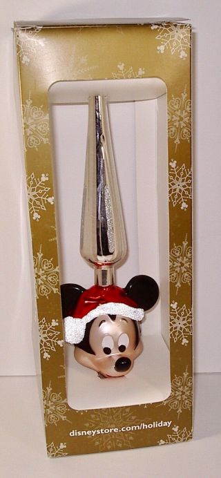 Santa Mickey Mouse Christmas Tree Topper Blown Glass Walt Disney World Parks