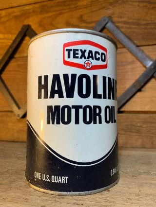 Vintage Texaco Havoline Metal Motor Oil Can Full Gas Pump Quart Standard Gulf Us