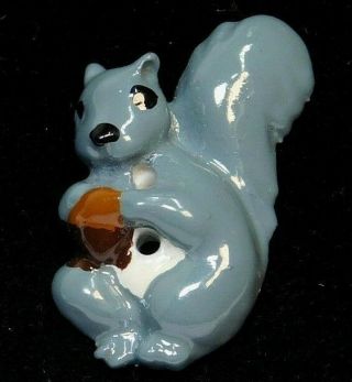 Vtg Collectible Button Squirrel W A Nut In Painted Grey Resin C3