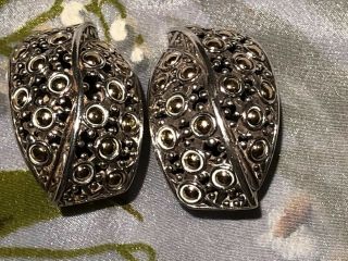 Vtg John Hardy 18k Gold 925 Sterling Silver Jaisalmer Dot Clip Earrings